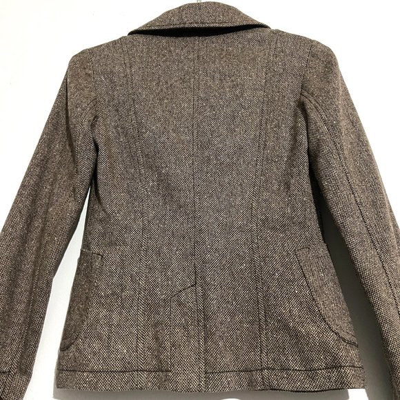 Sisley Tan Brown Italian Tweed Fitted Wool Blazer Jacket - Picture 8 of 13